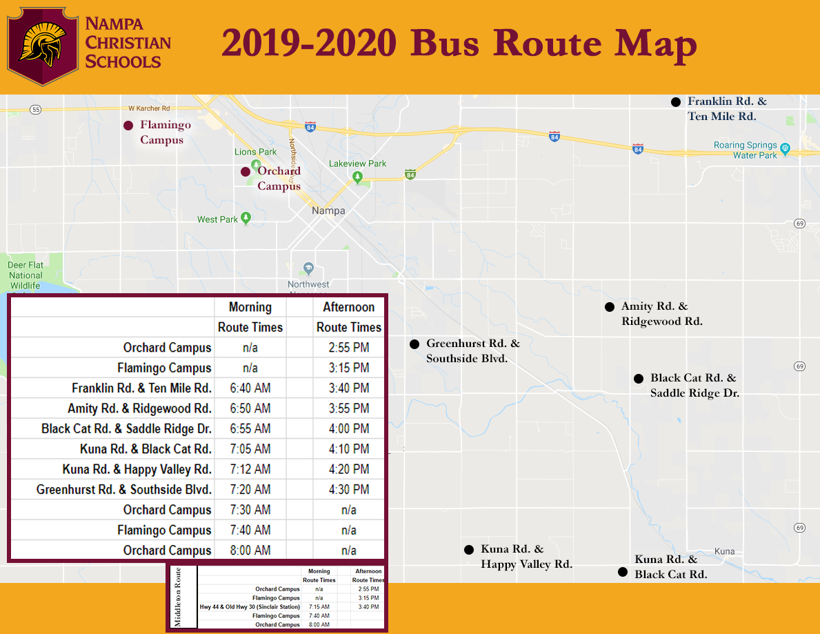 Bus Route Nampa Christian Schools.